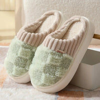 Checkered Fuzzy Warm Slippers