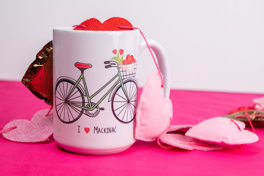 Bike with Hearts Mug I Red Cabin Studio