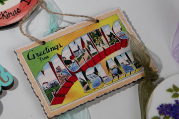 Greetings from Mackinac Wooden Ornament