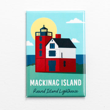 Rectangle Round Island Light House Magnet
