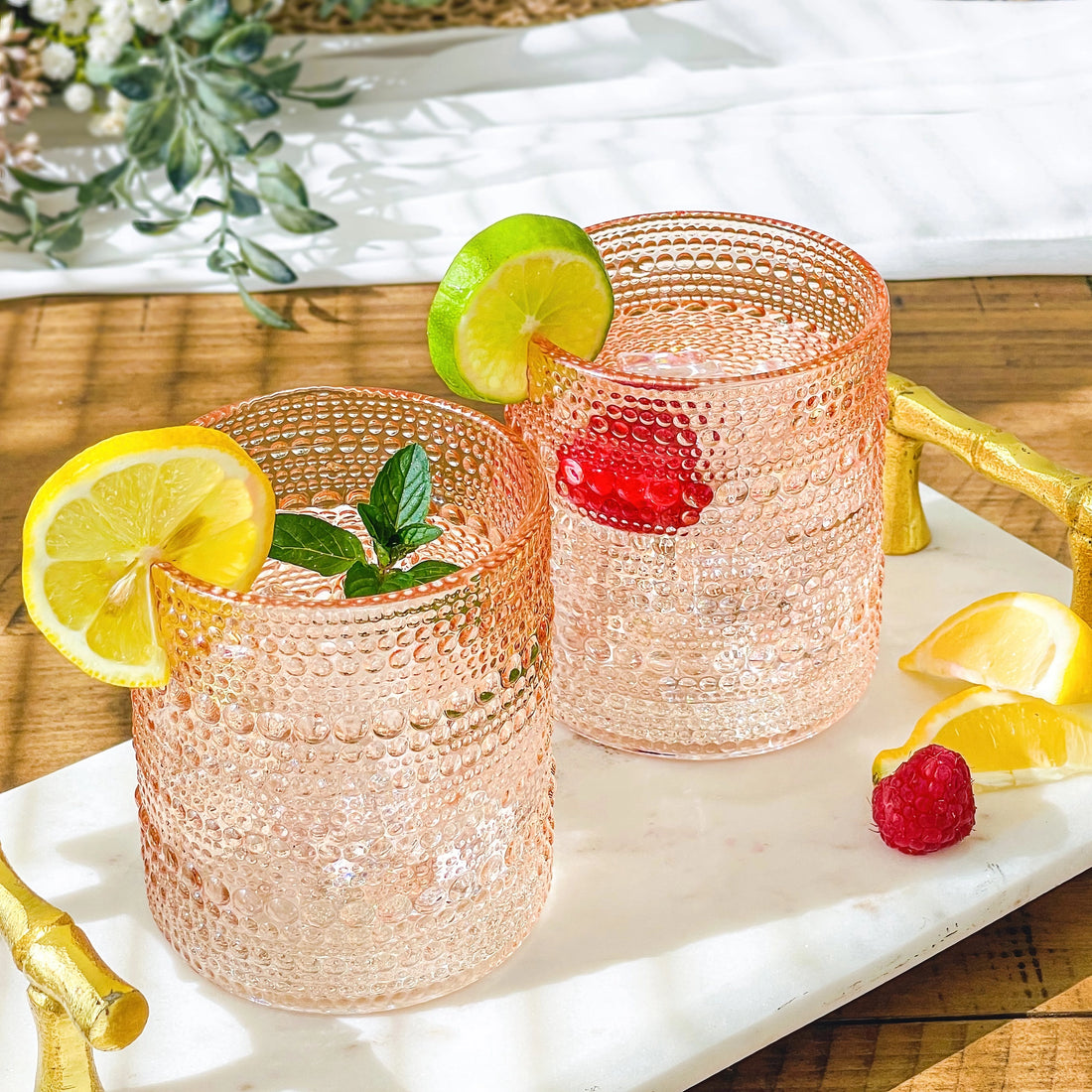 Beaded Old Fashion Drinking Glasses