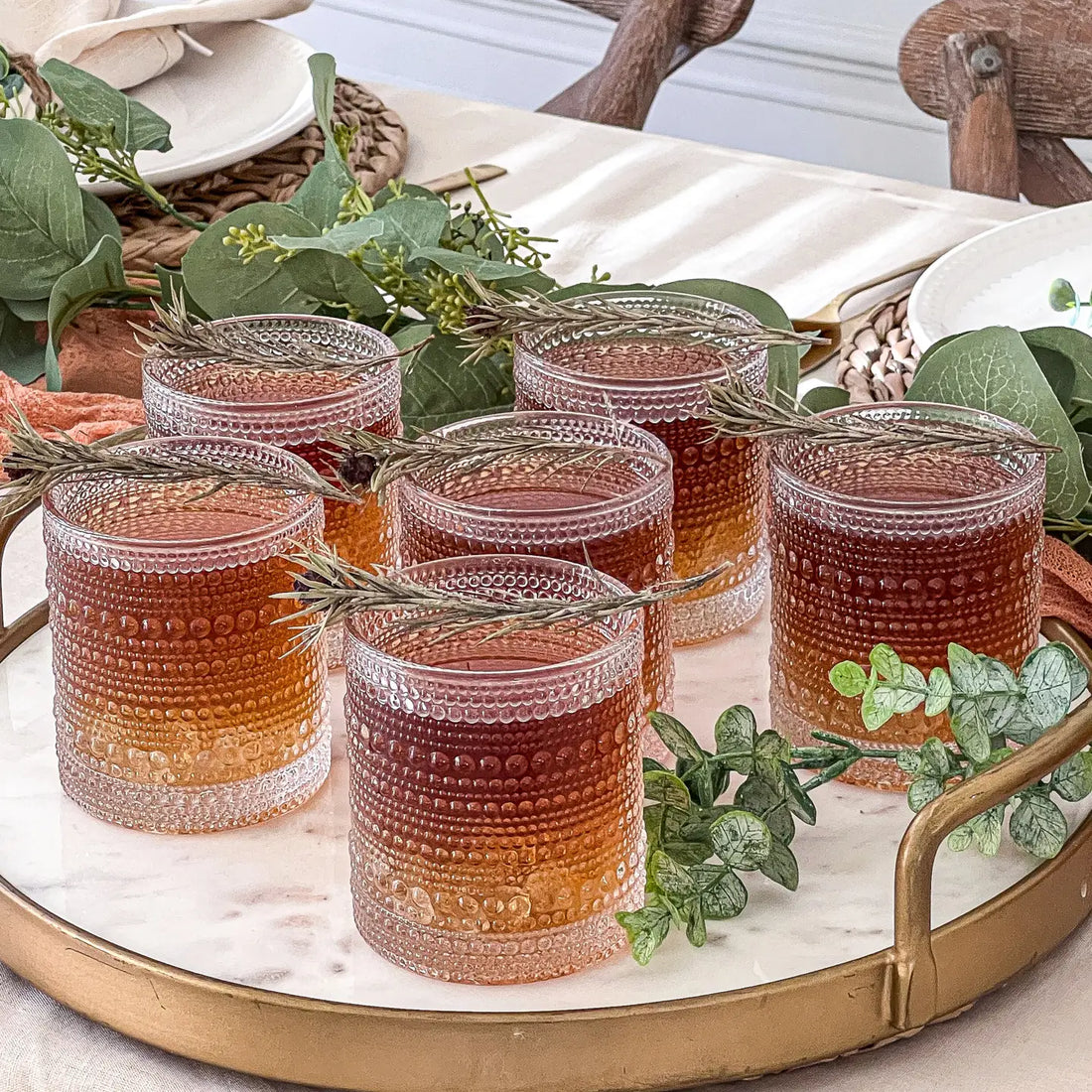 Beaded Old Fashion Drinking Glasses