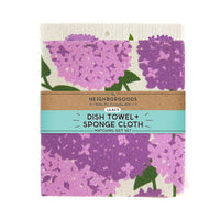 Lilac Purple - Dish Towel + Sponge Cloth Set