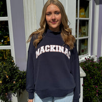 Navy and Pink Mackinac Mock Neck