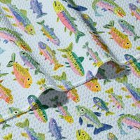 Watercolor Fish Double Sided Waffle Dish Towel