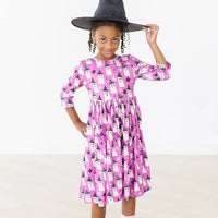 Witches Boo 3/4 Sleeve Pocket Twirl Dress