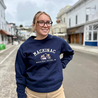 Navy Mackinac Bike Crewneck Sweatshirt