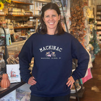 Navy Mackinac Bike Crewneck Sweatshirt