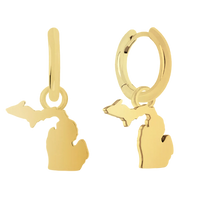 Michigan Map Charm Hoop Earrings