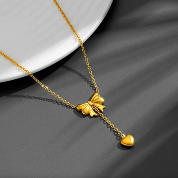 Bow with Heart Chain Necklace
