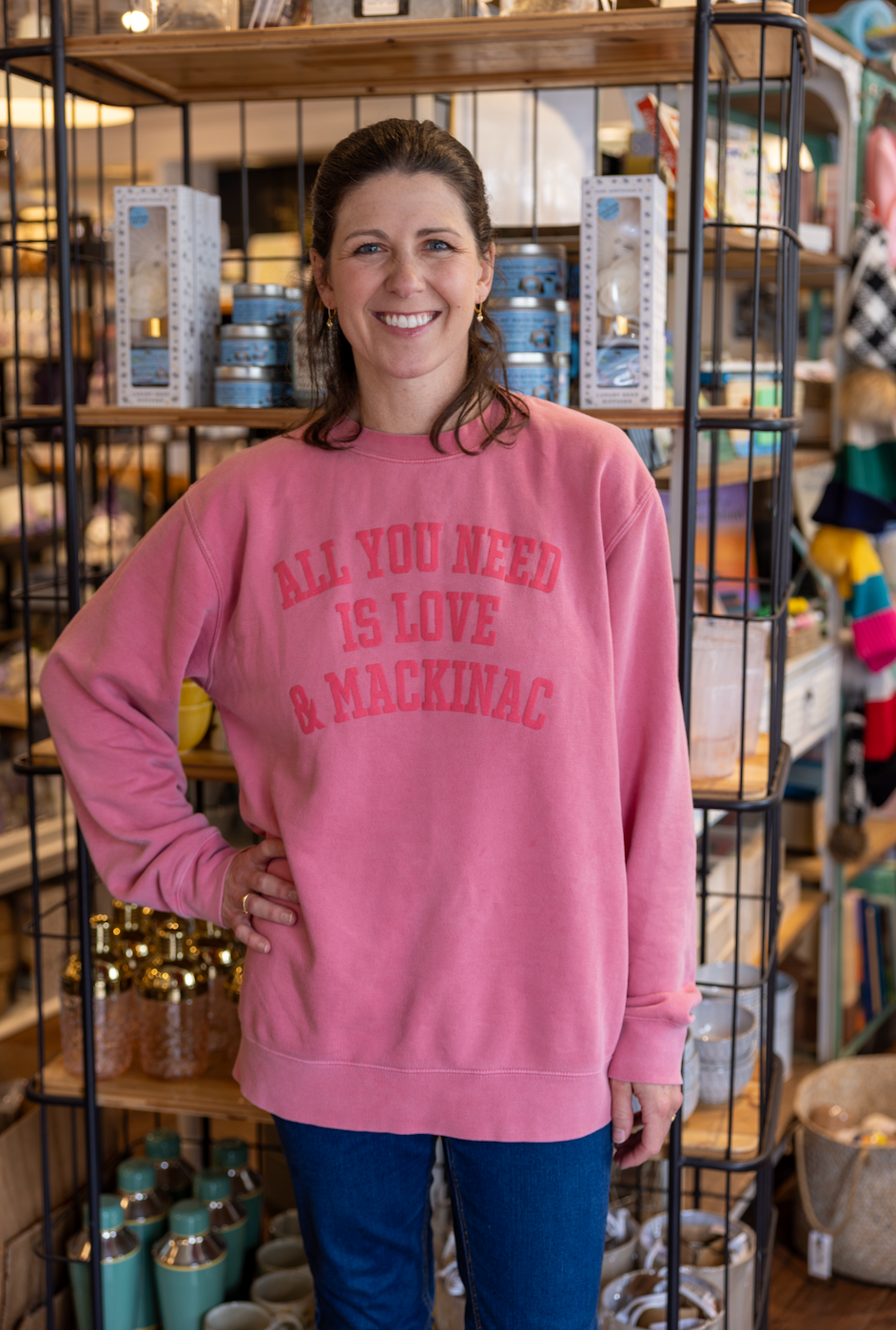 All You Need Is Love & Mackinac Puff Print Sweatshirt