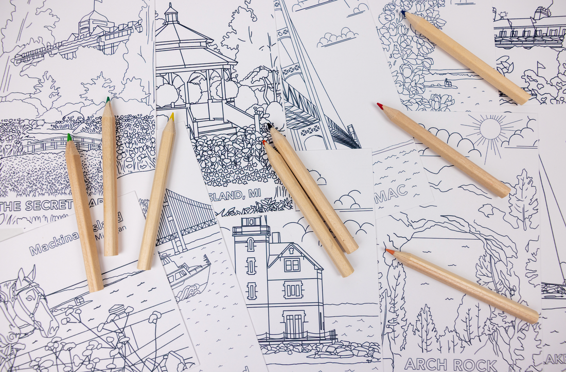 Coloring Postcard Set