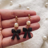 Placed by Grace Designs |  Bow with Pearl Earrings