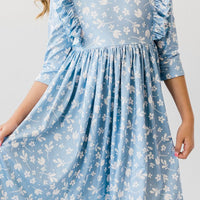 Bluebell 3/4 Sleeve Ruffle Twirl Dress