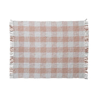 Pink & Cream Woven Cotton & Linen Throw