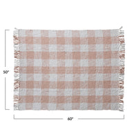 Pink & Cream Woven Cotton & Linen Throw