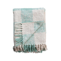 Mint & Cream Woven Cotton & Linen Throw
