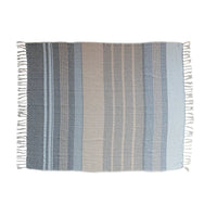 Light Blue Striped Cotton Blend Throw