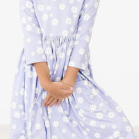 Dainty Daisies 3/4 Sleeve Pocket Twirl Dress