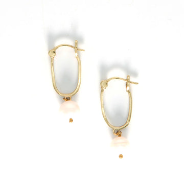Pearl Brass Drop Earrings