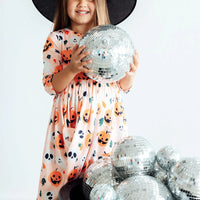 Pumpkin Peekaboo 3/4 Sleeve Pocket Twirl Dress