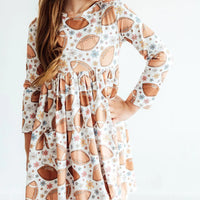 Football Friday Long Sleeved Pocket Twirl Dress