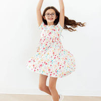 Painted Poisies Short Sleeved Pocket Twirl Dress