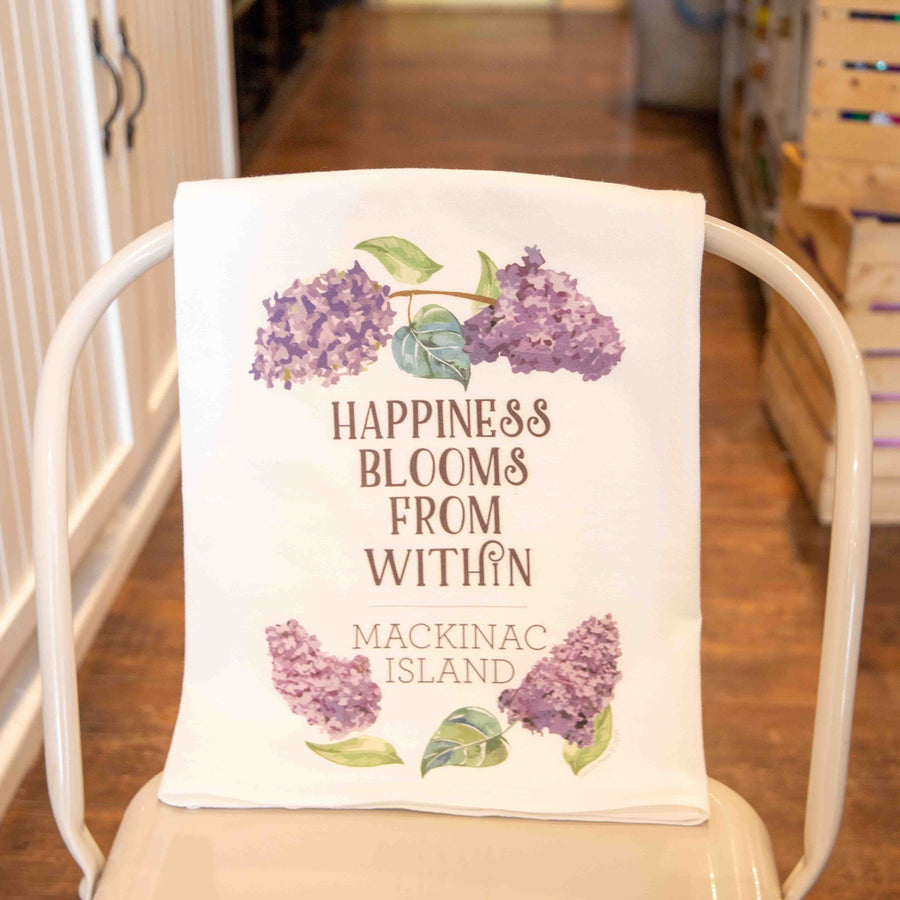 Mackinac Island Happiness Blooms Tea Towel
