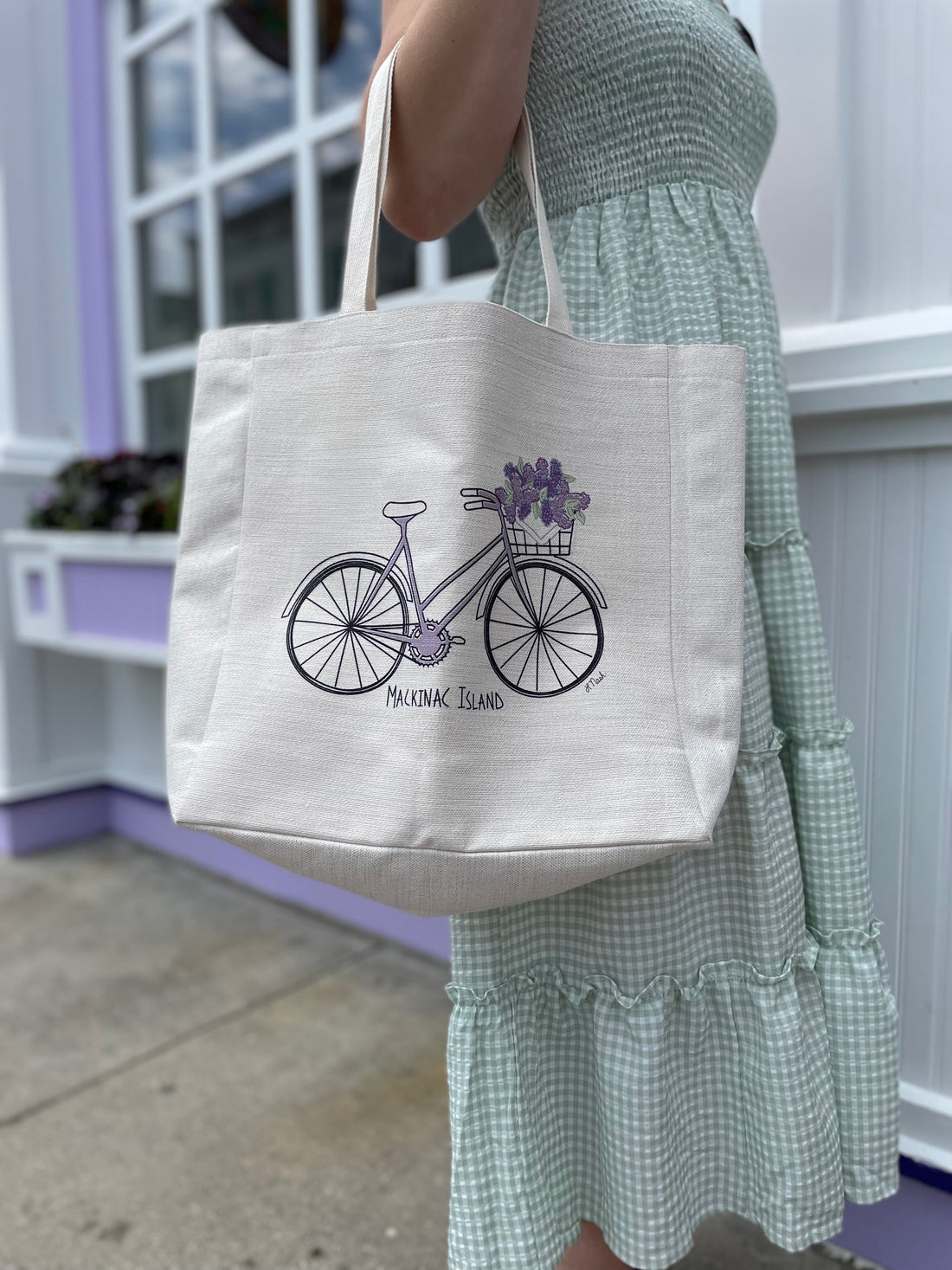 Lilac Bicycle Tote I Red Cabin Studio