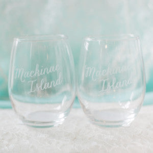 Mackinac Island Stemless Wine Glass