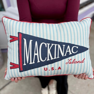 Mackinac Island Americana Hometown Pennant Pillow