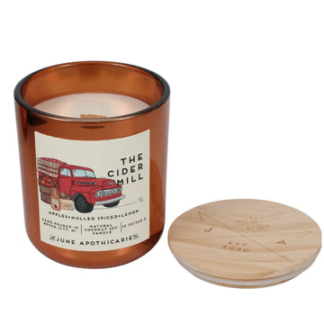 Cider Mill 12 oz Glass Wooden Wick Candle