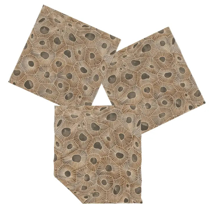 Watercolor Petoskey Stone Set of 3 Double Sided Dish Cloths