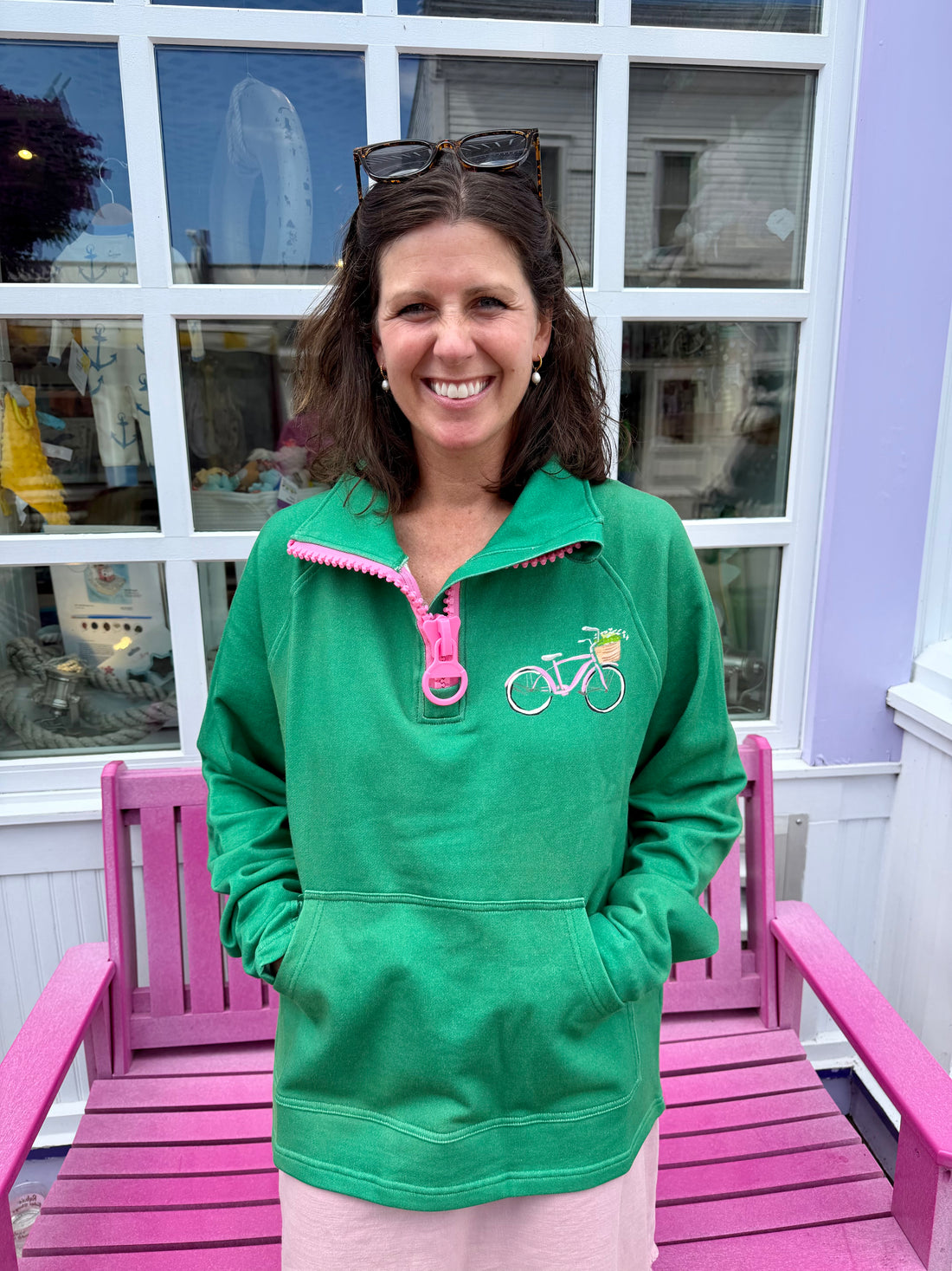 Green Bicycle Zip Up | LL X Leland Gal