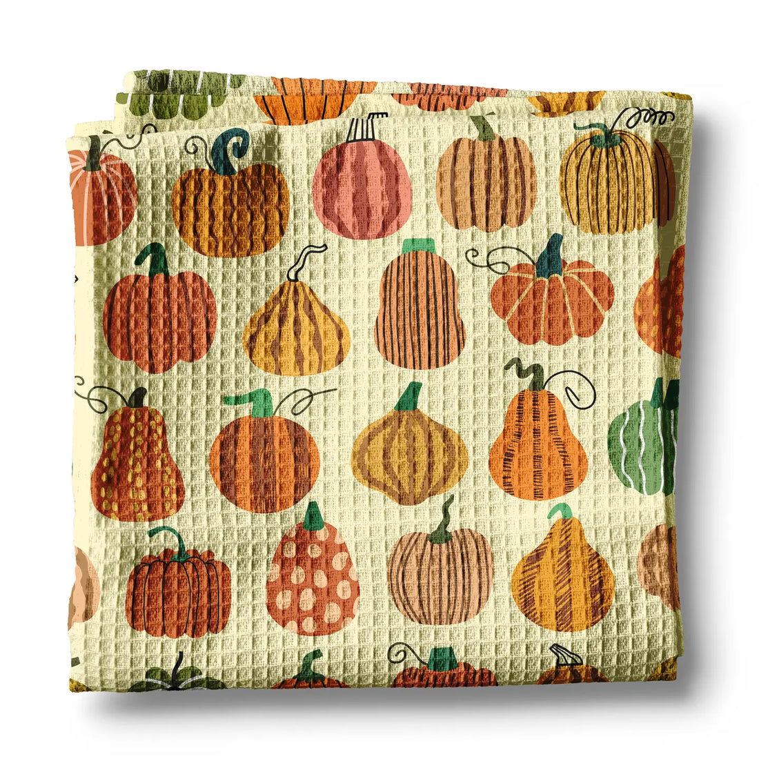 Pumpkin Patch Autumn Foliage Fall Farm Kitchen Towel Waffle
