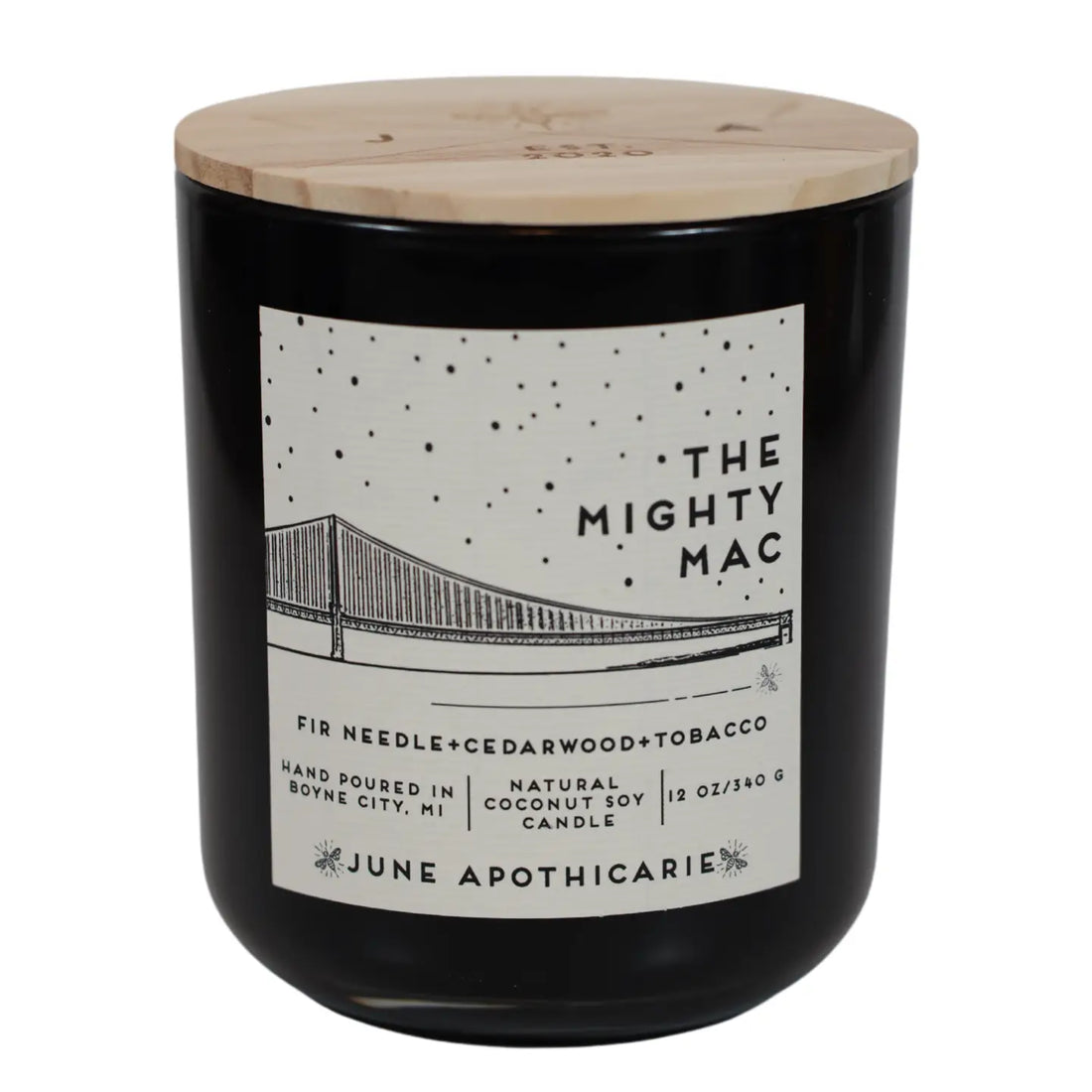 The Mighty Mac 12 oz Glass Wooden Wick Candle