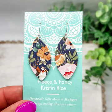 Fleece & Fancy I Midnight Floral Cork Earrings