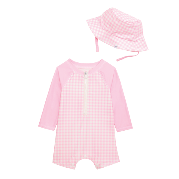 Baby Gingham Rashguard Pink
