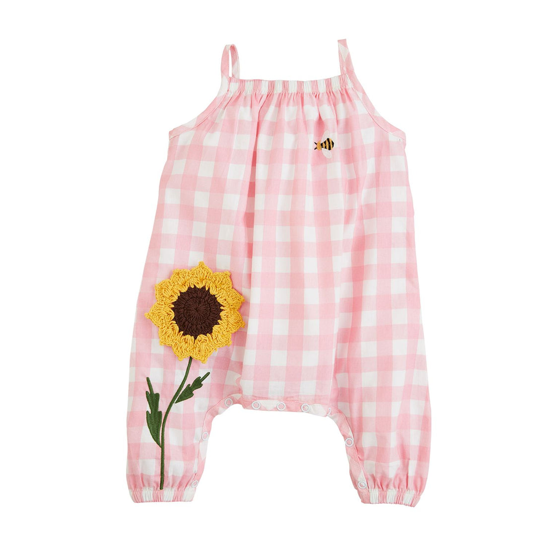 Pink Check Sunflower Plaid Baby Longall