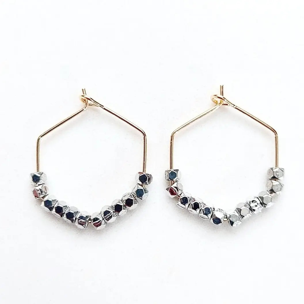 Silver Hexagon Hoops