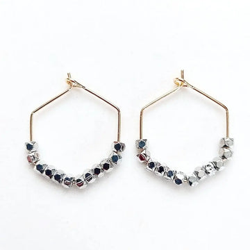 Silver Hexagon Hoops
