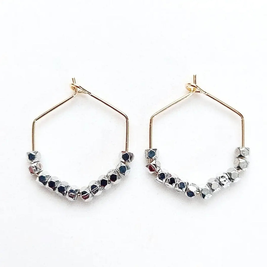 Silver Hexagon Hoops