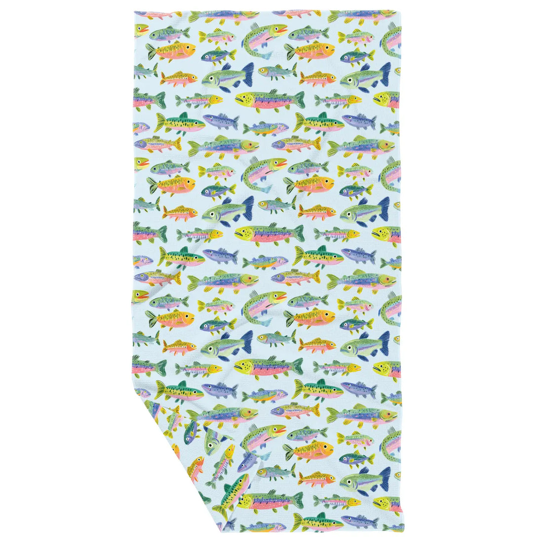 Watercolor Fish Double Sided Waffle Dish Towel