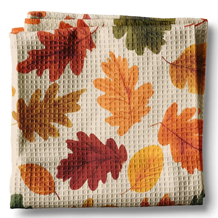 Fall Autumn Leaves Foliage Picking Farm Kitchen Towel Waffle