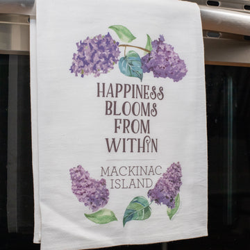 Mackinac Island Happiness Blooms Tea Towel