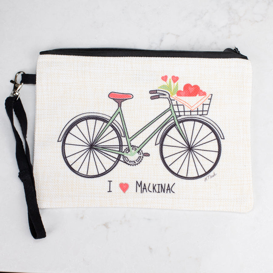 Bike with Hearts Makeup Pouch I Red Cabin Studio