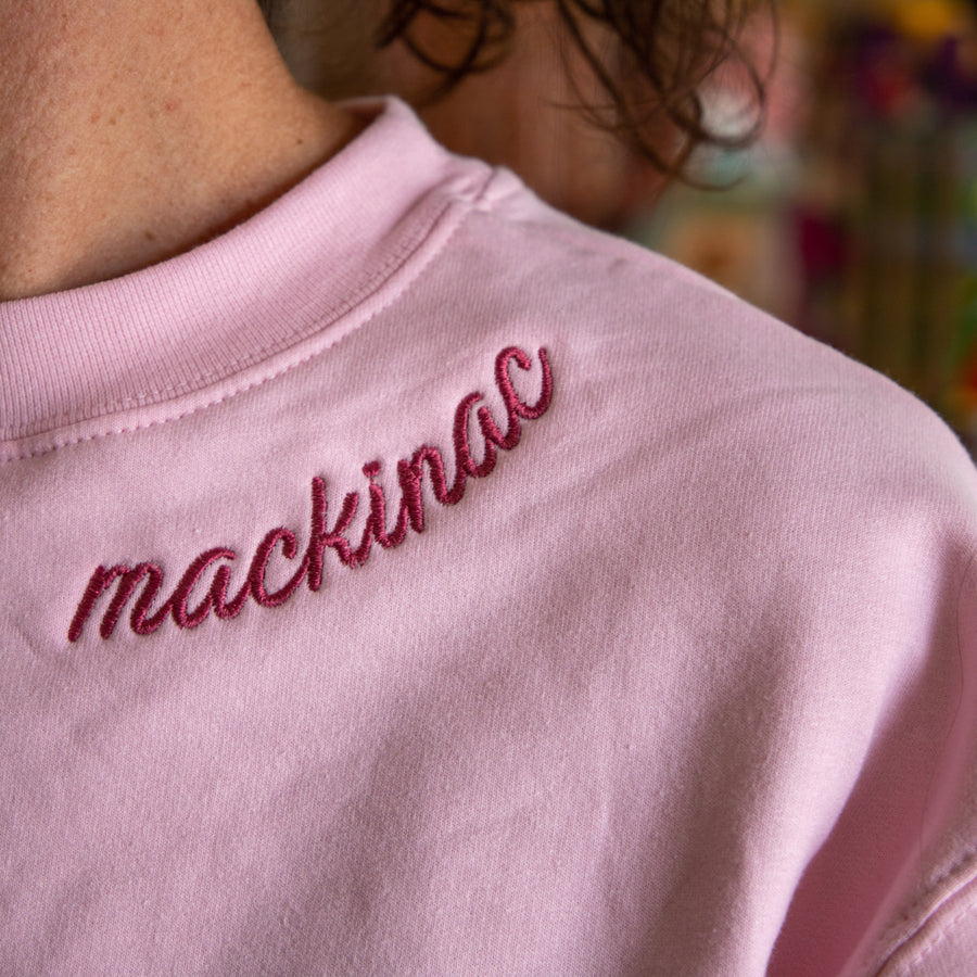 Pink Mackinac Embroidered Crewneck