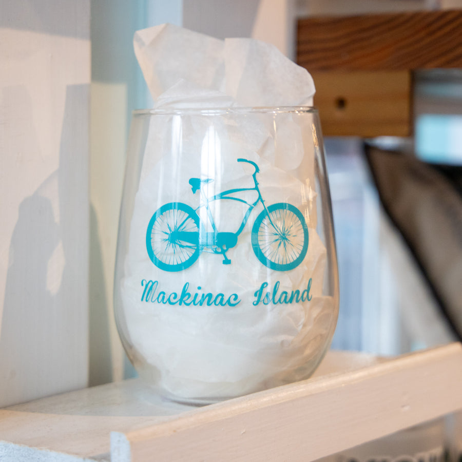 Mackinac Island Bicycle Wine Glass