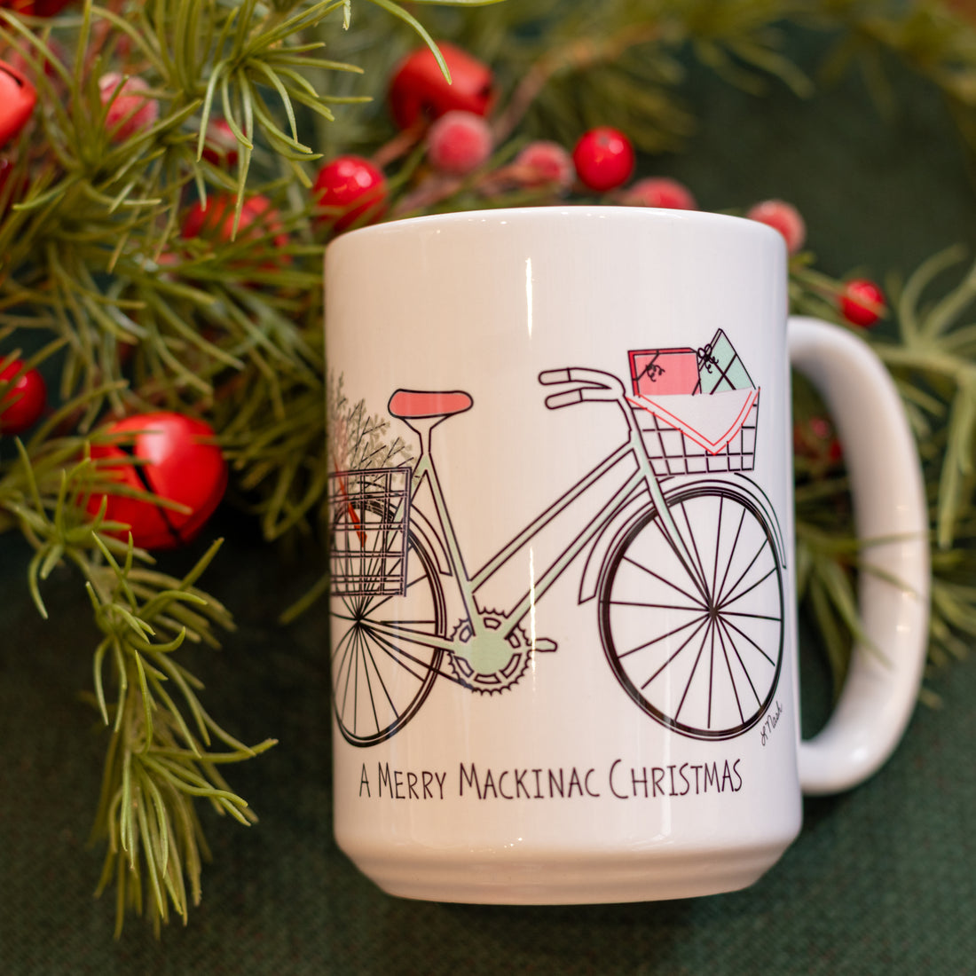 Bike with Tree "Merry" Mug I Red Cabin Studio