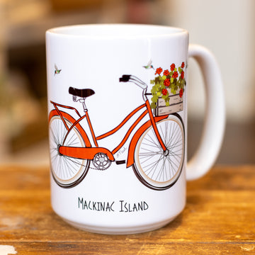 Red Bike with Hummingbird Mug I Red Cabin Studio